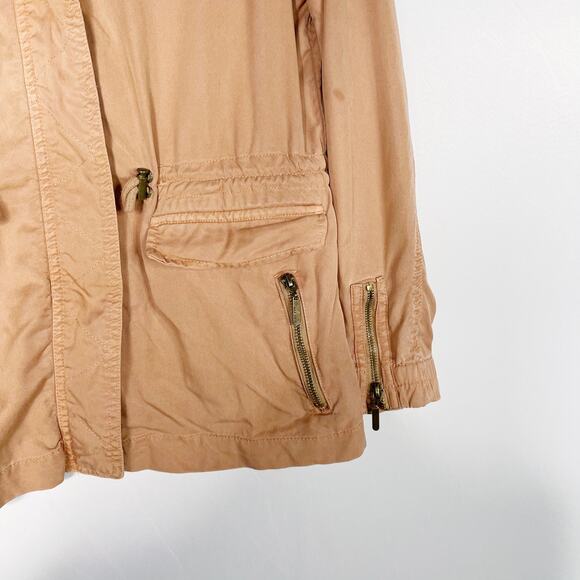Max Jeans Small Orange Zip Front Jacket Lightweight Cinch Waist Utility Casual - Picture 5 of 13